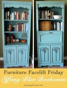 tiffany blue bookcases