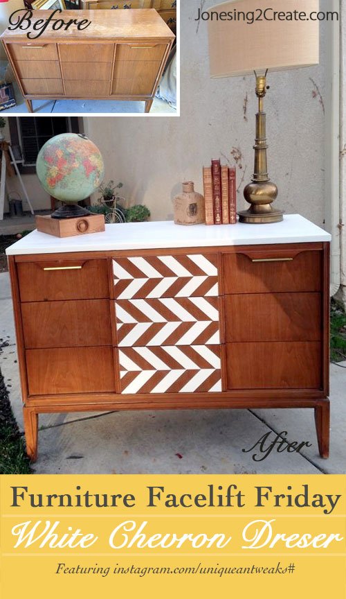 Furniture Facelift Friday: Herringbone Pattern Dresser white-chevron-dresser