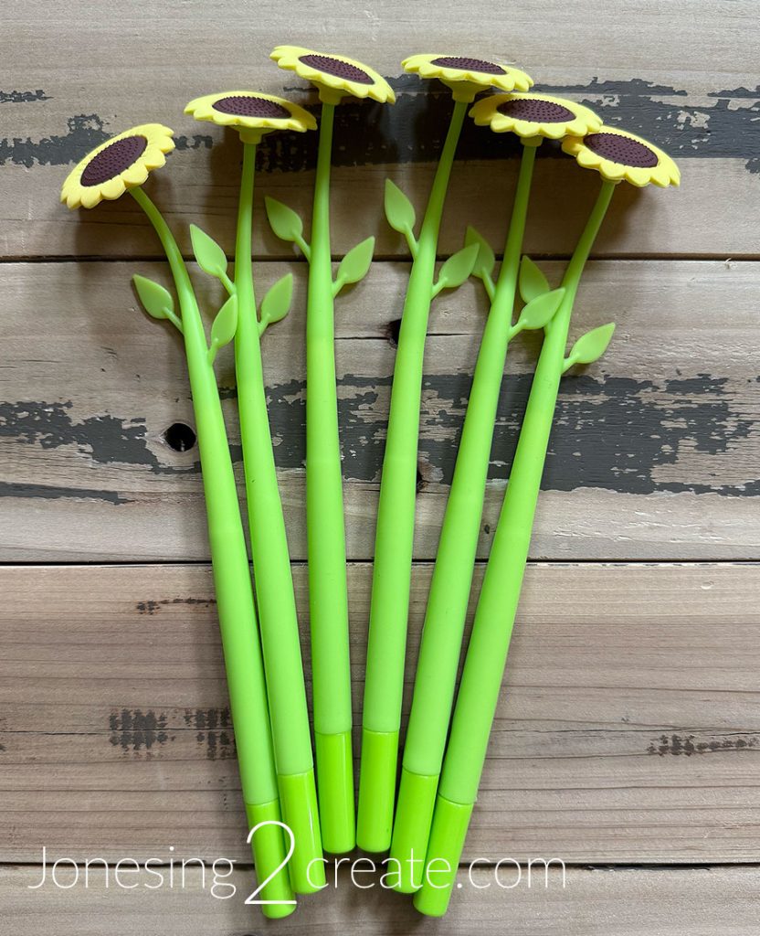 Sunflower pens for ministering messages close up
