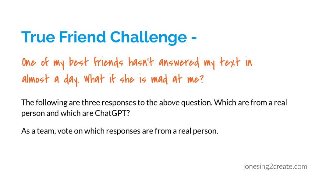 True Friend Challenge - Youth Church Activity on Artificial Intelligence