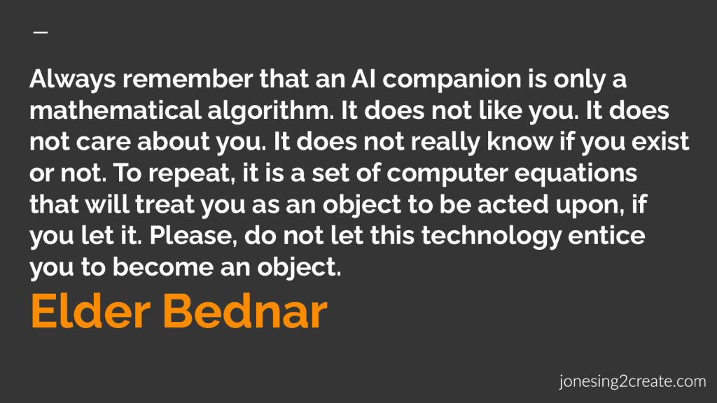Elder Bednar AI quote for Youth church activity on Artificial Intelligence