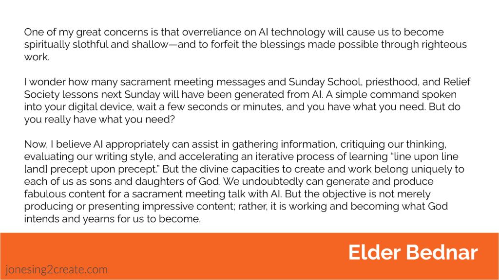 Elder Bednar AI quote