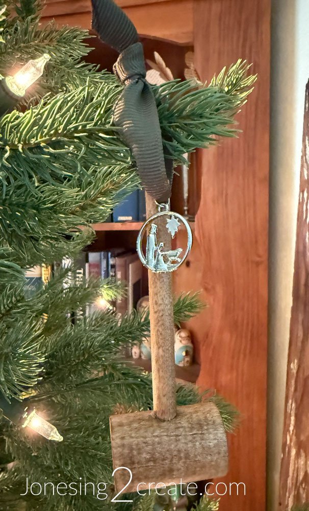 Hammer Christmas Ornament - with green ribbon hammer ornament right side up
